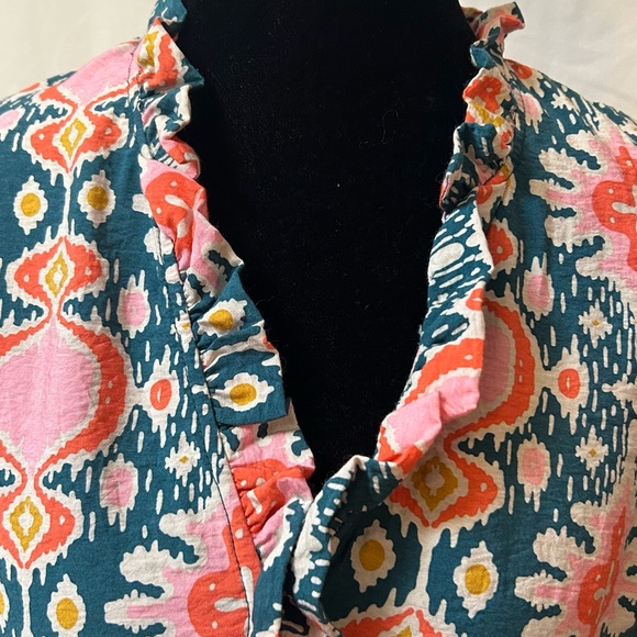 Vibrant Patterned Mini Dress with Ruffles - Picture 1 of 5